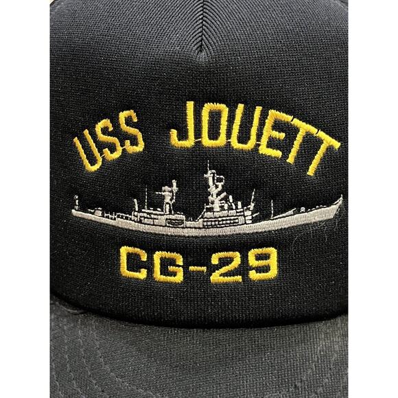 Vintage The Corps Mens Black USS JOUETT CG-29 Ship SnapBack Hat Made in USA - Picture 3 of 9